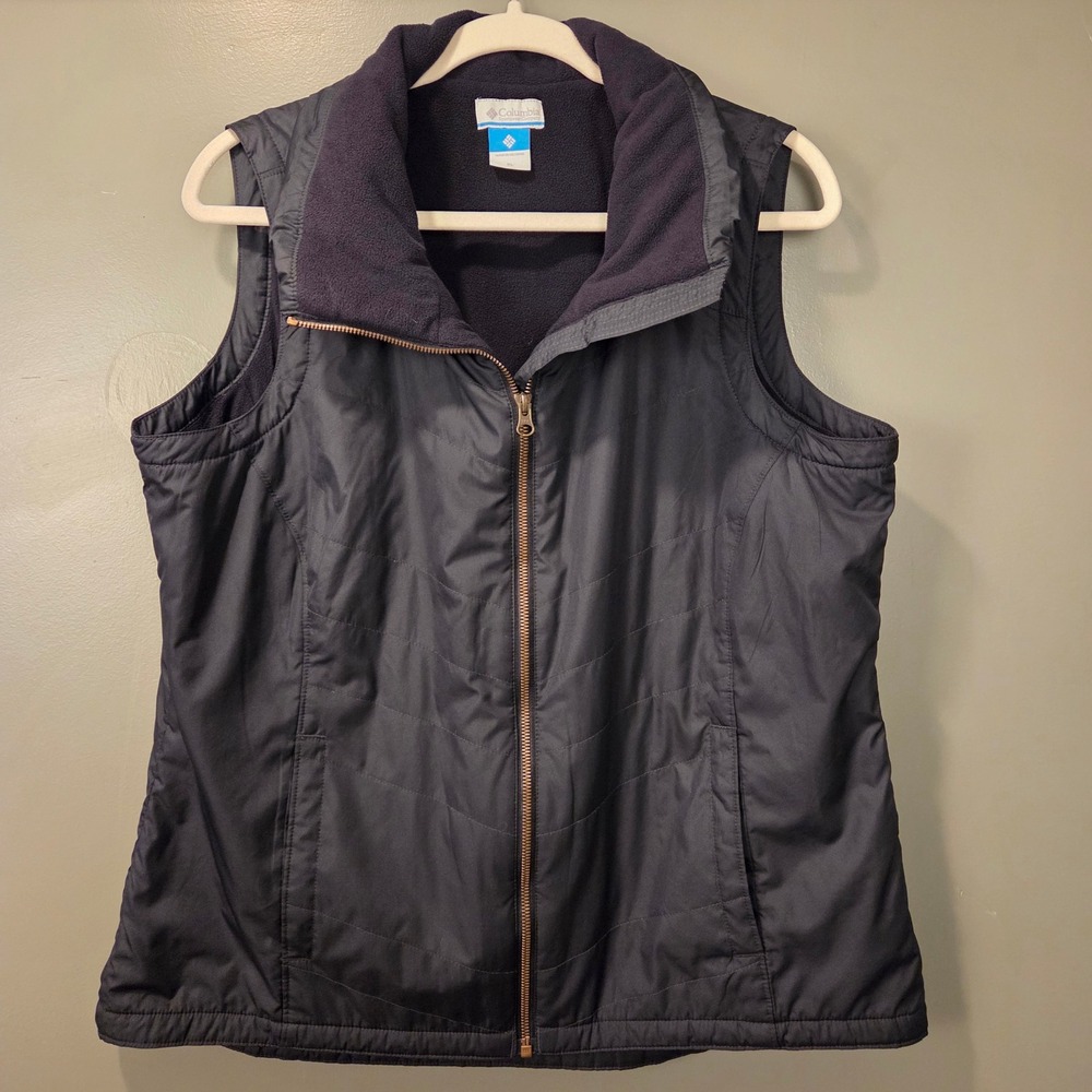 Columbia Women's Fleece Lined Full Zip Vest w Pockets, Size XL, Dark Gray
